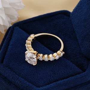 Anillo de compromiso Art Deco de piedras preciosas naturales de corte portugués, 2 puntos, Plata de Ley 4K, regalo de joyería fina elegante para ella - Product Image 3