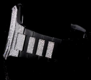 Reloj de Lujo Estilo Hip Hop con Esfera Marrón de Dos Tonos, Cristales VVS, Movimiento de Cuarzo, Acero Inoxidable, para Unisex - Product Image 3