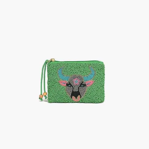 Pochette et sac à monnaie brodés de perles de rocaille, artisanat textile et de tissu élégant et très vendu avec des perles de rocaille par MD HANDICRAFTS - Product Image 1