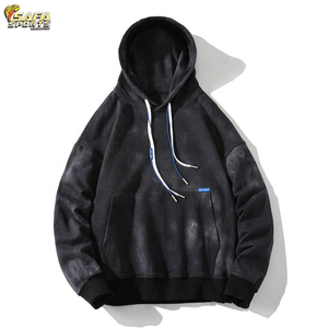 Sweat à capuche anti-rétrécissement de haute qualité pour hommes, lavage à l'acide, impression bouffante personnalisée, sweats brodés en détresse pour l'hiver - Product Image 4