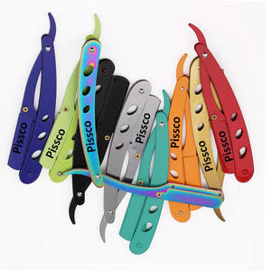 Rasoir de barbier droit doré avec manche pliable et support pour rasoir de coupe de barbe pour hommes, personnalisable avec logo, 1 pièce - Product Image 5