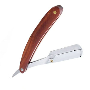 Maquinilla de afeitar de acero inoxidable alemán de borde recto de calidad superior maquinillas de afeitar de peluquero de seguridad mango de madera bolsa de cuero cuerpo Bikini - Product Image 2