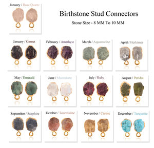 Boucles d'oreilles en forme de péridot brut naturel, design créatif, plaqué or, connecteur classique, pierre de naissance, pour trouver des bijoux - Product Image 2