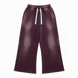 Pantalon de survêtement à jambe droite en polaire pour hommes de luxe personnalisé Pantalon de survêtement pour hommes Pantalon de survêtement évasé délavé à l'acide avec logo personnalisé - Product Image 3
