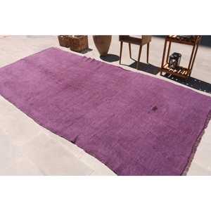 Tapis vintage 5,5x11,5 pieds, grand tapis turc, tapis persan violet brun - Product Image 4