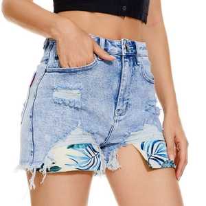 Pantalones cortos informales lavados con enzimas de algodón de alta calidad personalizados para mujer, pantalones cortos transpirables de talla grande con botones - Product Image 2