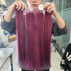 Precio al por mayor Paquete de cabello humano virgen vietnamita crudo de color rosa púrpura de 14 pulgadas con cierre de encaje HD - Product Image 3