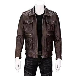 Vestes bomber en cuir PU 100% de haute qualité, style hip hop, avec patchs brodés, baseball, varsity, moto, pour hommes - Product Image 2