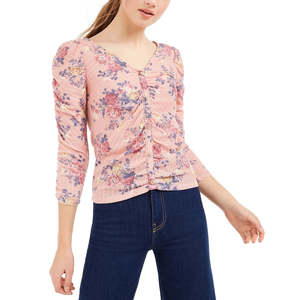 Top Floreale Arricciato Stile Dolce per Ragazze Crave Fame Blu - Taglia Piccola - Product Image 1