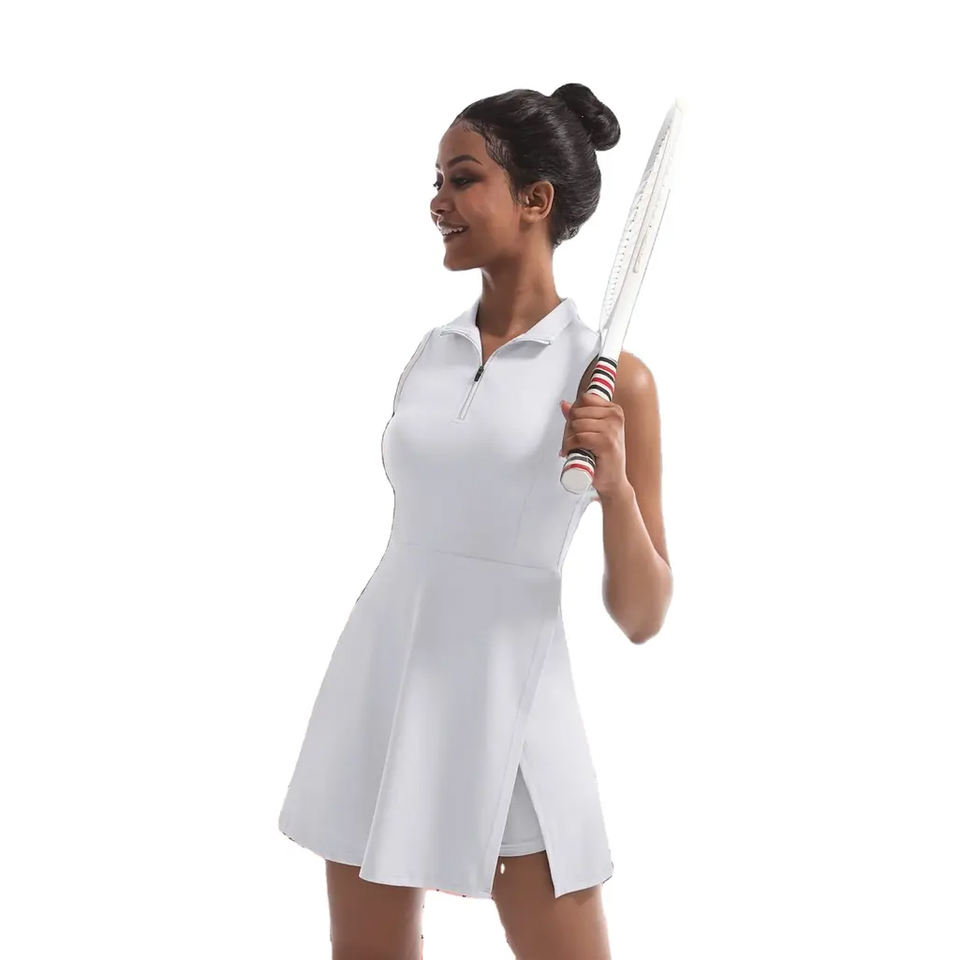 Premium Women's Sleeveless Tennis Golf Dress With Detached Inner Shorts Pockets Quick Dry Sporty Activewear Outfit