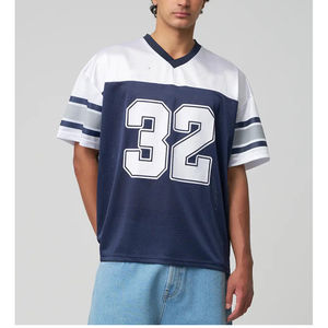 Maillot de football rétro vintage bleu et blanc classique personnalisé, transfert thermique, vêtements de football américain, short en mesh respirant - Product Image 5