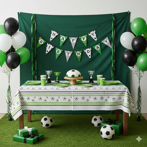 Bannière en papier à thème football de 3 mètres, Joyeux Anniversaire, Vert et Blanc, Décorations de fête de football, Fournitures d'anniversaire, Espagne - Product Image 3