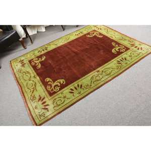 Clásico marrón verde 5,2X7,1 pies de lana gran área Aubusson diseño sala de estar alfombra turca Patchwork látex para uso en pasillo - Product Image 2