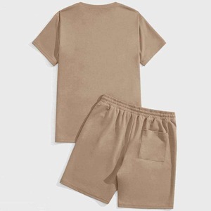 Conjuntos de dos piezas para hombre de verano de algodón 100% al por mayor con camiseta de manga corta y pantalones cortos conjunto doble ropa de hombre color de contraste - Product Image 4