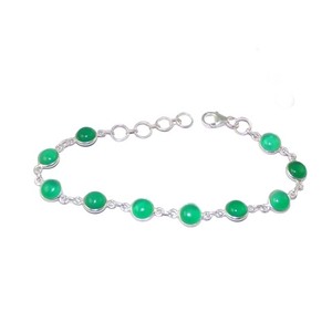 Best Quality Radiant Solid 925 Sterling Silver Green Onyx Gemstone Handmade Fine Silver Bracelet <b>Jewelry</b> Sterling Silver <b>Jewelry</b> - Product Image 1