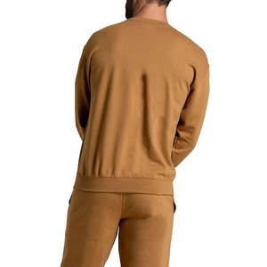 Jersey de cuello redondo de gran tamaño para hombre, sudadera de algodón 100% de Color liso, forro polar suave con hombros caídos, tela de 400gsm para invierno - Product Image 6