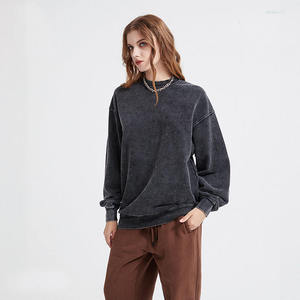 Sudadera con capucha de invierno con diamantes de imitación bordados Vintage personalizada, suéter de felpa francesa con lavado ácido, Sudadera de cuello redondo Unisex - Product Image 4