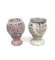 Brûleur d'encens en résine sculptée en pierre ollaire écologique, support de bougie en forme de boule, motif éléphant, fleur et feuille, pour lampe à huile aromatique Feng