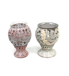 Lampe à huile aromatique, bougie en pierre ollaire écologique, support de bougie en forme de boule, sculpture d'éléphant, de fleur, de feuille, brûleur d'encens en résine sculptée, Feng Shui - Product Image 3