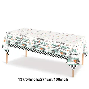 Deux assiettes de fête d'<span class=keywords><strong>anniversaire</strong></span> rapides, motif de voiture de course, vaisselle jetable en papier, bleu, noir, blanc, fournitures de fête, décoration de <span class=keywords><strong>table</strong></span> - Product Image 4
