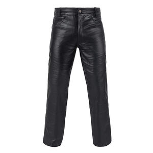 Pantalon de moto ajusté en cuir fait sur mesure couleur noire pantalon en cuir véritable pour les motards - Product Image 2