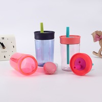 Gobelet en plastique dur 12oz sans BPA impression personnalisée OEM/ODM bouteille d'eau de sport avec paille en silicone pour les écoliers présents tasse de voyage