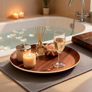 ถาดเสิร์ฟทรงกลมทำมือ ถาดตกแต่งสำหรับตกแต่งบ้าน ถาดวางบนเคาน์เตอร์ครัวสำหรับงานปาร์ตี้ ทำด้วยมือ ปรับแต่งได้ - Product Image 2