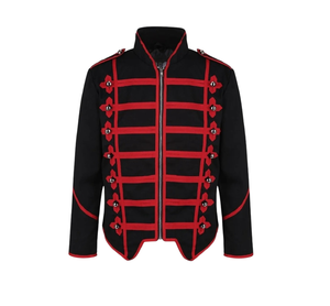 Chaqueta Negra para Hombre con Bordado Dorado, Cuello Alto, Manga Larga, Cierre de Botones, Corte Regular, para Adultos, Primavera/Verano - Product Image 1