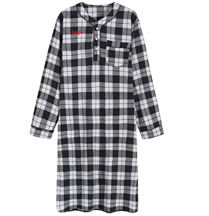 Baju Tidur Flanel Katun Pria Kemeja Tidur S Putih Pria Logo Kustom Pakaian Tidur Piyama Onesie Jubah Pakaian Tidur Flanel Bulu