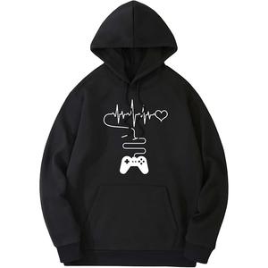 Precio al por mayor de 100% algodón de manga larga hombro pendiente cuello redondo impreso cómodo de talla grande Sudadera con capucha para hombre - Product Image 1