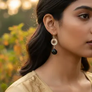 Women's 925 <b>Silver</b> <b>Dangle</b> <b>Earrings</b> with Black Onyx Fashion Jewelry Gift - Product Image 2