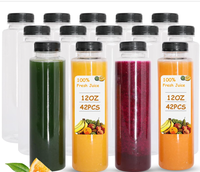Nouvelle Offre Exceptionnelle : Bouteille Ronde de Jus Transparente de 355 ml avec Bouchon à Vis, Bouteilles Rondes en Plastique de 500 ml pour Lait et Thé avec Bouchon de Sécurité