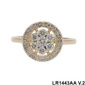 แหวนเพชรคลาสสิกชุบโรเดียมทองคำขาว 14K สำหรับผู้หญิง ดีไซน์หรูหรา ประดับเพชรธรรมชาติทรงดอกไม้ ฝังเพชรรอบวงกลาง เครื่องประดับชั้นดี - Product Image 2