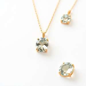 925เครื่องประดับสร้อยคอและต่างหูเงินสเตอร์ลิงสร้อยคอหินอัญมณีสีขาวสำหรับเด็กผู้หญิง - Product Image 1