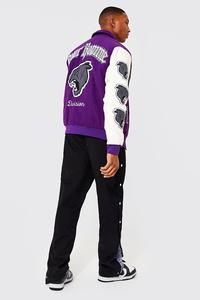 2025 New Arrival Men's Customized Stand Collar Patchwork Bomber Varsity <b>Jacket</b> Long Sleeve Fashionable Varsity <b>Jacket</b> - Product Image 2