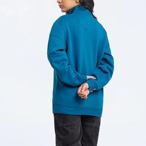 Sweat-shirt à col rond pour femme de haute qualité, tissu doux, sweat-shirt moderne bleu à fermeture éclair sur le devant, confortable pour un usage quotidien, service OEM - Product Image 2