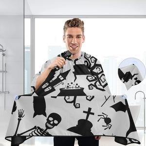 Capas de peluquero profesional Capa de estilo impermeable con cierre a presión Peluquería Barberos Impresión personalizada Capas de peluquero de Halloween - Product Image 5