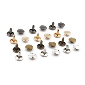 Rivets à double capuchon en laiton et fer, à tête plate, forme champignon, pour ceintures en cuir et artisanat, 6mm 7mm 8mm 9mm - Product Image 1
