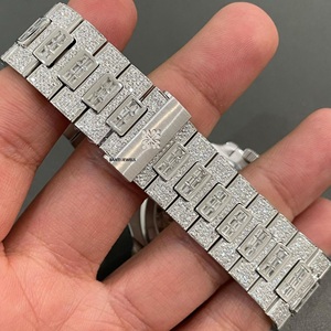 Montre de luxe sertie de moissanite avec lunette en diamant baguette, bijoux hip-hop, montre-bracelet en acier inoxydable - Product Image 4