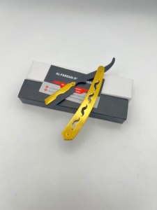 <b>Black</b> Gold Theme Classic Men's Grooming Barber Shaving Straight Razor Stainless Steel Changeable Single Blade Turkish Cut Throat - Product Image 5