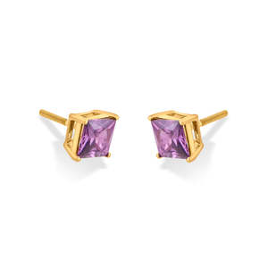 18k <b>Gold</b> Princess Cut Zircon <b>Stud</b> <b>Earrings</b> Vintage Style <b>Rose</b> <b>Gold</b> - Product Image 4