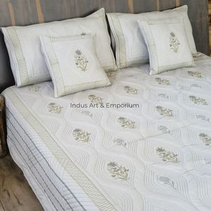 Wholesale Eco-Friendly Knitted Hand Block Printed 100% Cotton <b>Quilted</b> Bedspreads Bedcover - Product Image 3