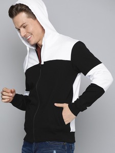 Sudadera con capucha corta de algodón 100% de alto gramaje con cremallera completa para hombre, bicolor, con logo personalizado, OEM, estilo urbano, al por mayor - Product Image 3