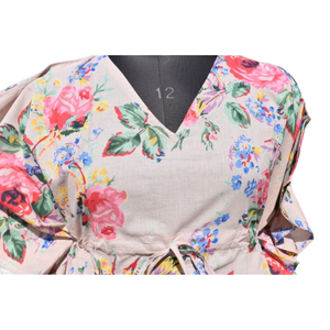 Kaftan Algodón Mujeres Handblock Floral Impreso Robe Sleepwear Maxi Dress - Product Image 3