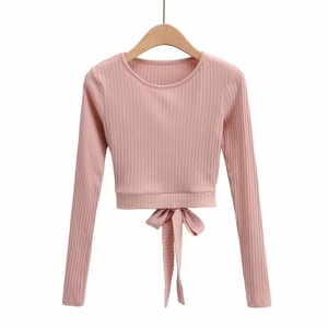 Vente en gros T-shirts de haute qualité 50 coton 50 polyester Chemises à manches longues Logo personnalisé Box Fit t Shirt Vêtements de marque Rib Crop T-shirts - Product Image 5