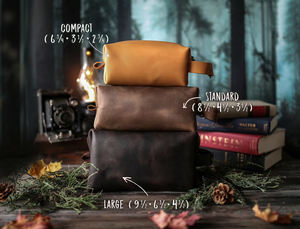 Pochette de maquillage en cuir de style vintage avec logo personnalisé pour hommes pour trousse de toilette avec fermeture éclair sac à cosmétiques LYG-0019 - Product Image 2