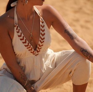 Mono de lino y algodón sin mangas de verano para mujer, pantalones de pierna ancha de Color sólido con tirantes, peto holgado, peto para ir - Product Image 3