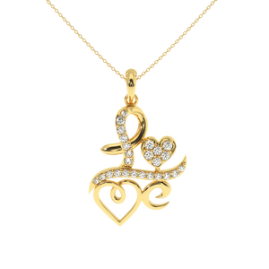 AJRETAIL Pendentif en diamant de 0.24 carats Design de l'écriture d'amour doré avec une couleur élevée et une clarté VS-SI Plaqué or et or blanc - Product Image 2