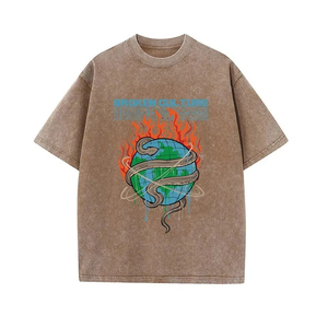 Camisetas personalizadas de estilo vintage con lavado ácido y degradado para hombre, camiseta gráfica de cuello redondo de Hip Hop de peso pesado de gran tamaño para hombre - Product Image 1