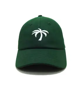 绿色棒球帽刺绣棕榈树运动帽越南工厂高品质棒球帽一种尺寸